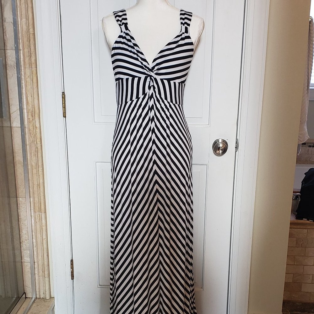 Spense Black and White Striped Maxi Dress, NWT, Size L